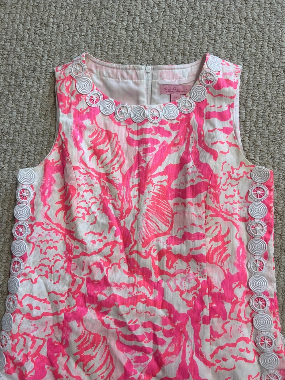 Lilly Pulitzer Girls Mila Shift Dress Coral Reef Beside The Point - Picture 2 of 2